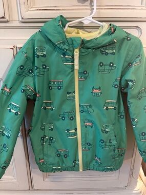 Cat & Jack Teal Kids' Hooded Rain Jacket with Vehicle Print